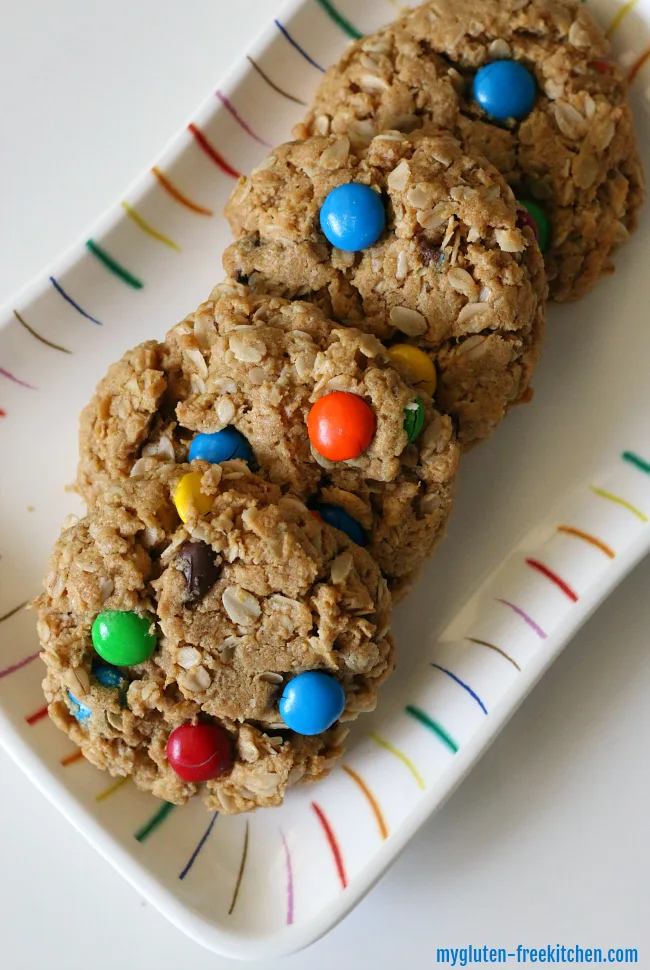 Gluten-free Monster Cookies Recipe. Easy Flourless cookie with M&Ms. 
