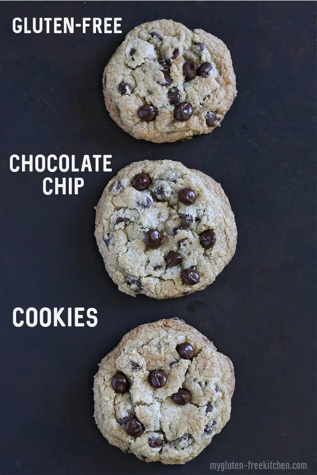 three gluten-free chocolate chip cookies