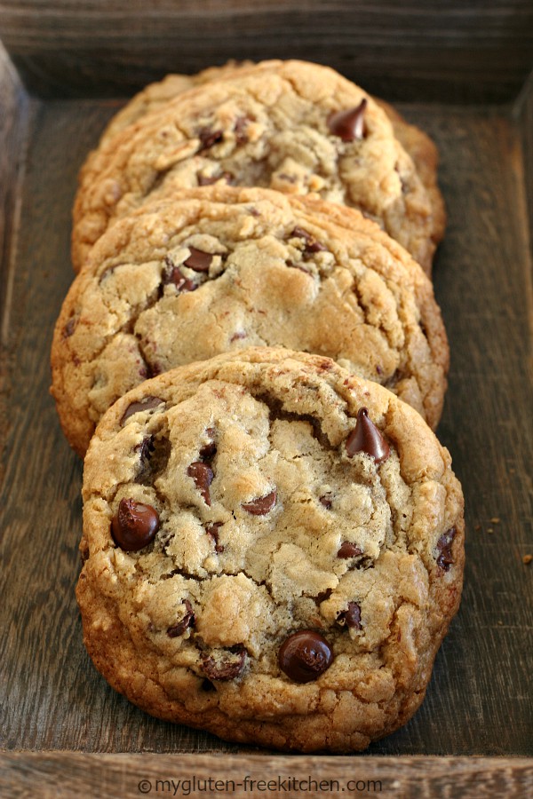 The Best Chewy Gluten-free Chocolate Chip Cookies - Tried and true recipe! Make the dough ahead and chill, enjoy perfect cookies the next few days!