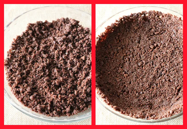 Chocolate Cookie Crumbs in pie plate