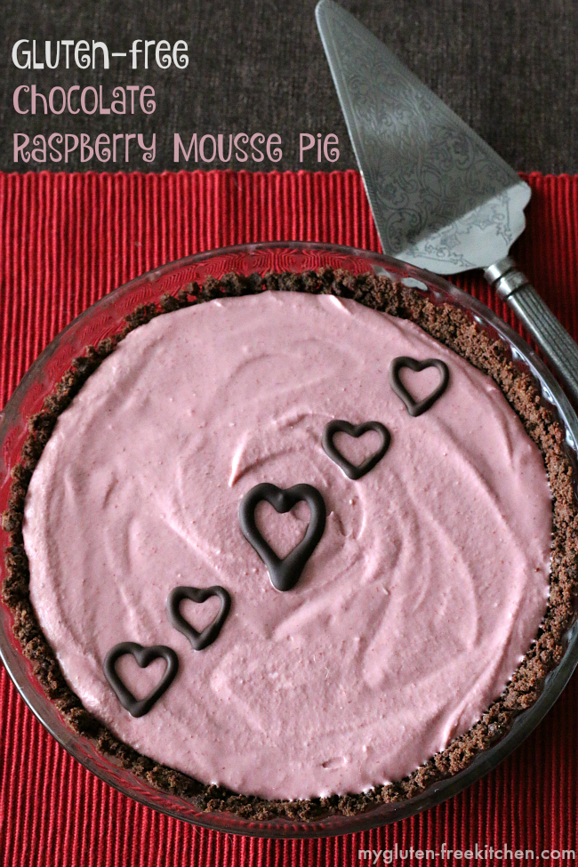 Gluten-free Chocolate Raspberry Mousse Pie - Recipe for a delicious Valentine's Day treat! gluten-free and dairy-free!