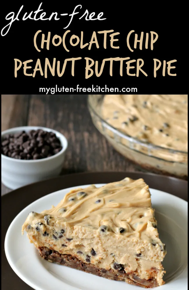 slice of gluten-free peanut butter pie with chocolate chips