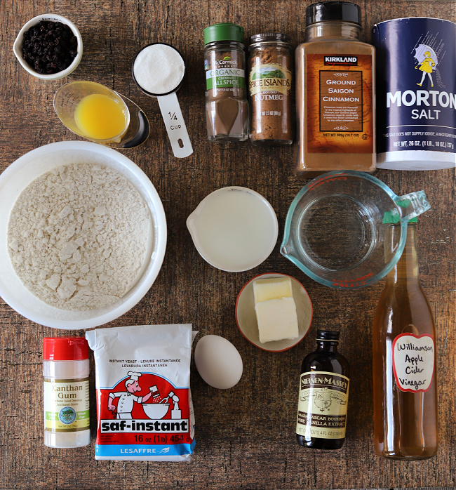 Ingredients for gluten-free Hot Cross Buns