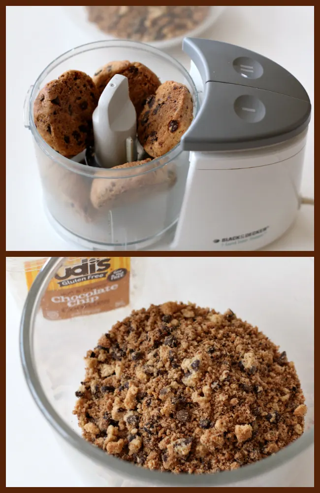 Processing cookies for gluten-free chocolate chip cookie crust