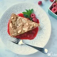 Gluten-Free-Lemon-Almond-Cake-with-mint-and-berries-and-fork GF Jules