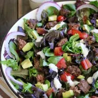 Gluten-free Bacon Blue Cheese Burger Salad recipe. This was such an easy weeknight dinner.