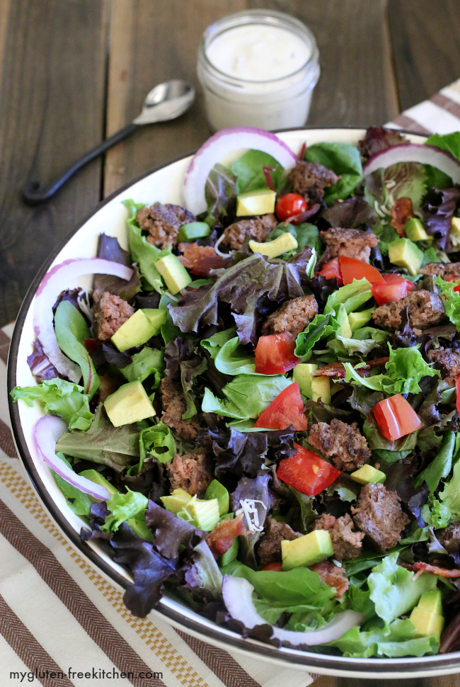 Bacon Blue Cheeseburger Salad - Gluten-free recipe ready in less than 30 minutes