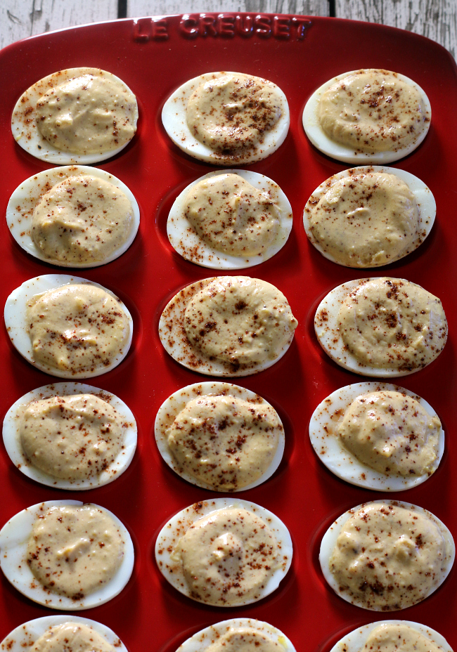 Tangy and creamy Deviled Eggs recipe without mayo!