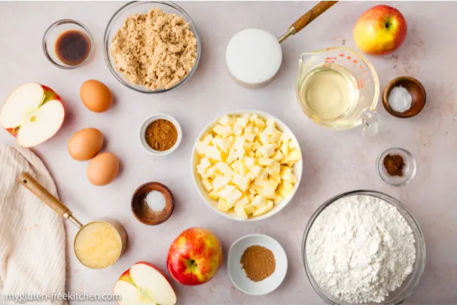 Ingredients for gluten-free apple cake