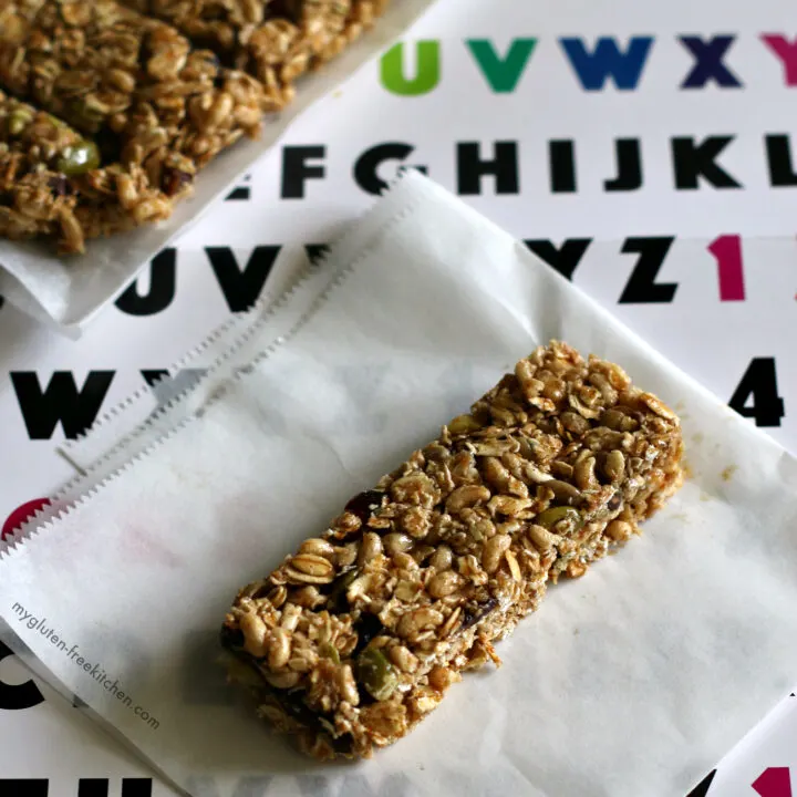 Gluten-free Top 8 Free Granola Bars. Perfect for school lunch or snacks!