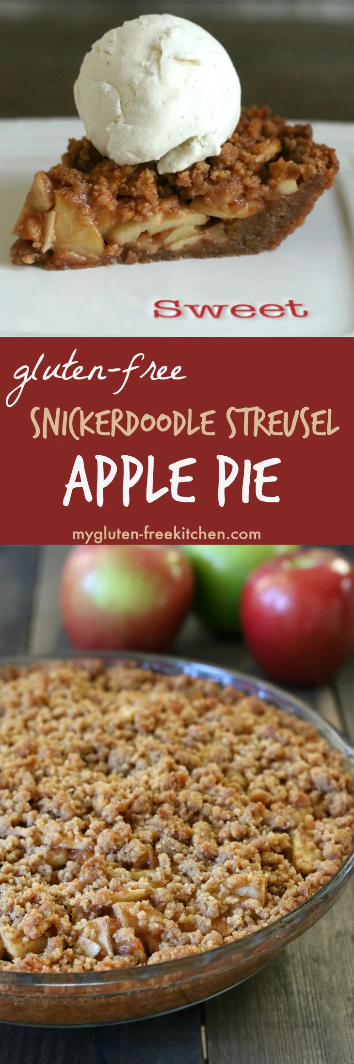 Gluten-free Apple Pie with Snickerdoodle Streusel. Amazing pie recipe!! I never liked apple pie until I had this one!
