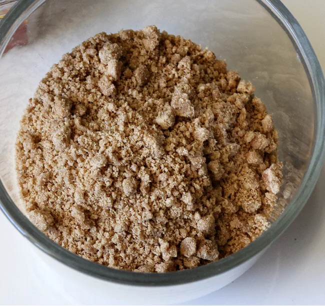 Snickerdoodle cookie crumbs in bowl