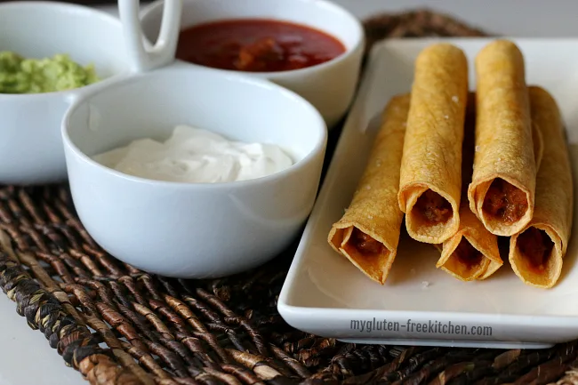 Gluten-free taquitos on a plate
