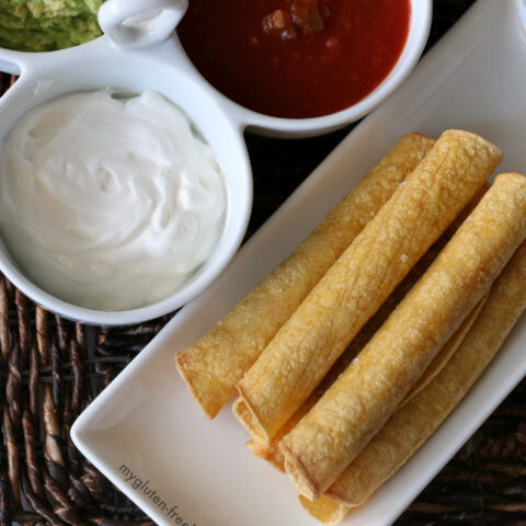 Homemade Gluten-free Baked Taquitos Recipe. Perfect appetizer for parties!