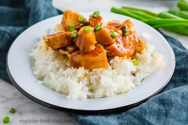 Gluten-free Sweet Chicken over rice