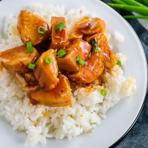 Easy Gluten-free Sweet Chicken served over rice