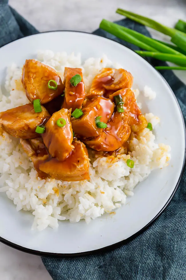 Easy Gluten-free Sweet Chicken served over rice