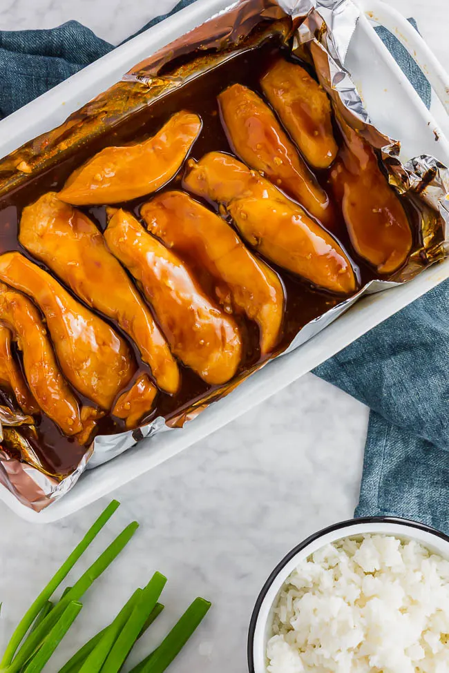 Pan of gluten-free Sweet Chicken