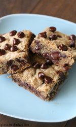 Gluten-free Double Chocolate Chip Cookie Bars - perfect recipe for potlucks, lunchbox treats or mailing!