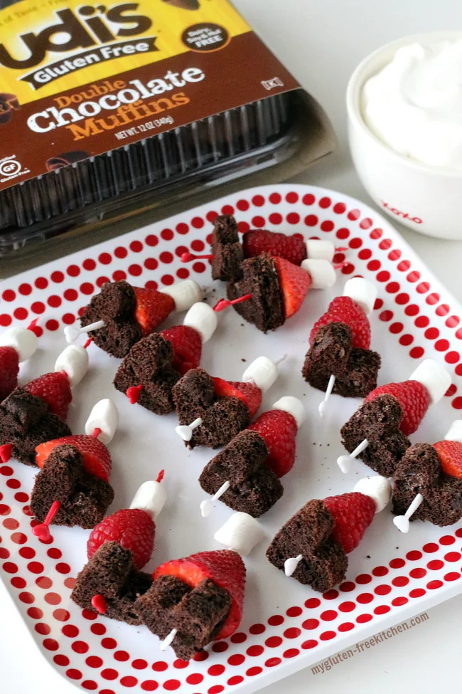 Easy Valentine's Chocolate Berry Kabobs gluten-free dairy-free. Allergy-friendly Valentine's Day snack