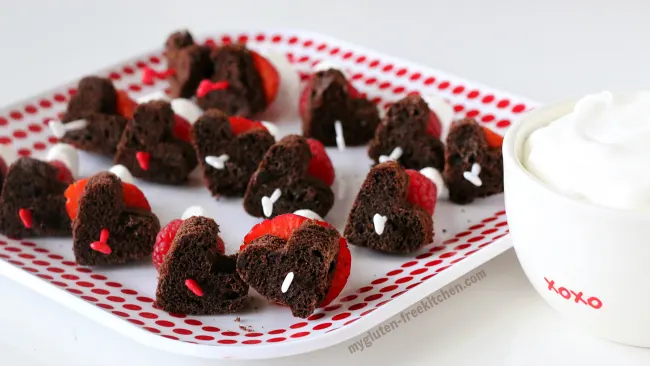 Easy Gluten-free Dairy-free Valentine's Chocolate Muffin and Berry Skewers