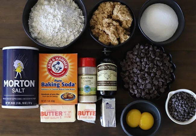 Ingredients for gluten-free chocolate chip cookie bars