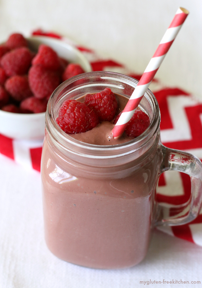 Chocolate Raspberry Smoothie gluten-free dairy-free recipe. So yummy!!