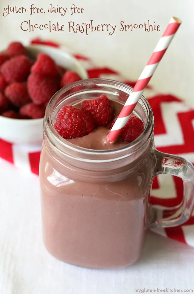 Gluten-free Dairy-free Chocolate Raspberry Smoothie