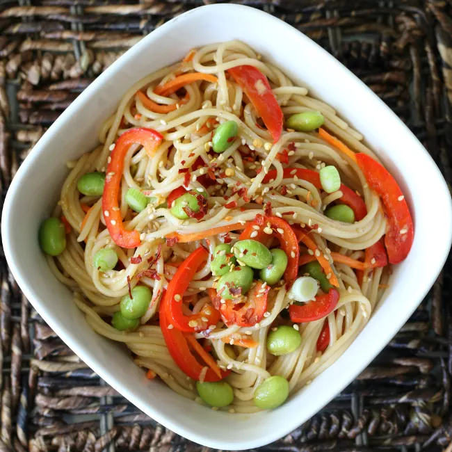 Gluten-free Sesame Noodles with vegetables recipe