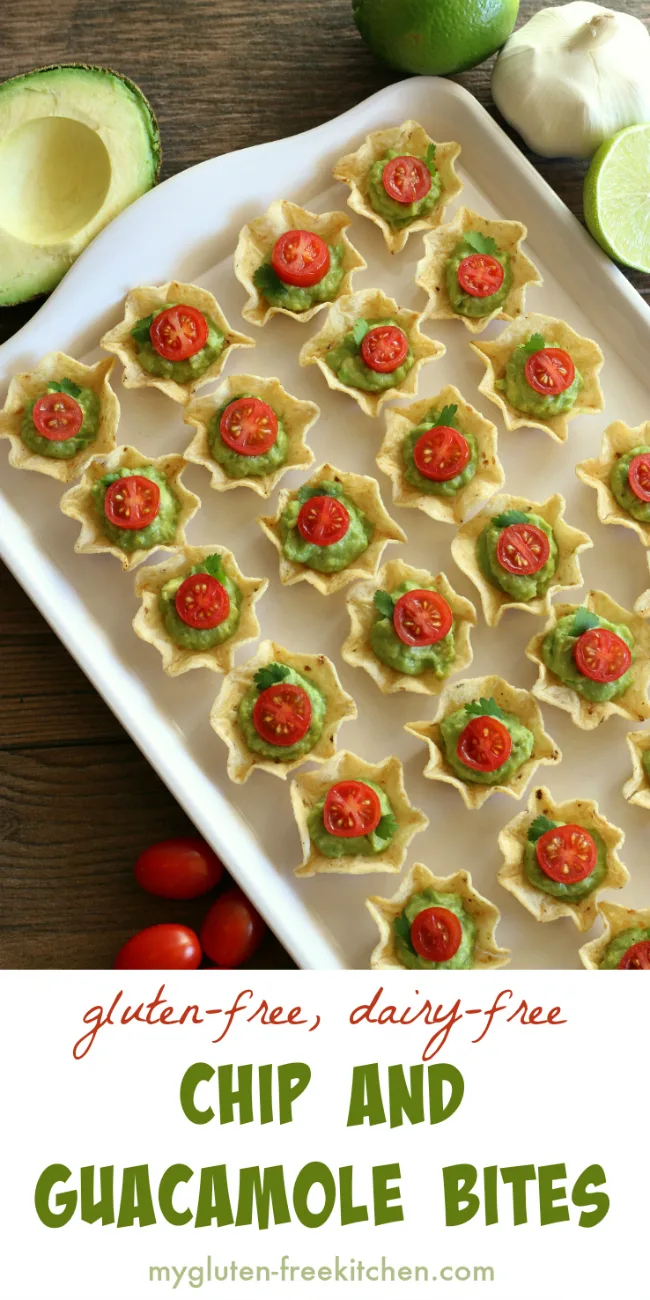 Chips and Guacamole Bites gluten-free appetizer recipe.