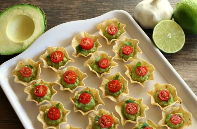 Gluten free Appetizer Chips and Guacamole Bites