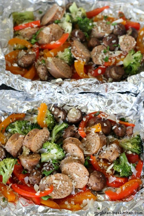 Gluten-free Grilled Sausage and Vegetable Packets