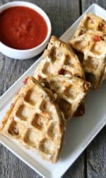 Gluten-free Pizza Waffles. Recipe free of dairy and the top 8 allergens too! My familly loved these with pepperoni and sausage! Great for gluten-free lunches!