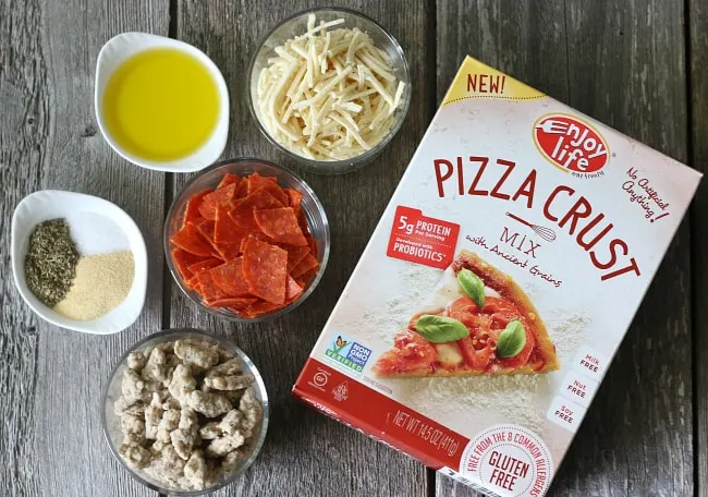 Ingredients for gluten-free pizza waffles