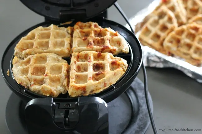 Making gluten-free pizza waffles