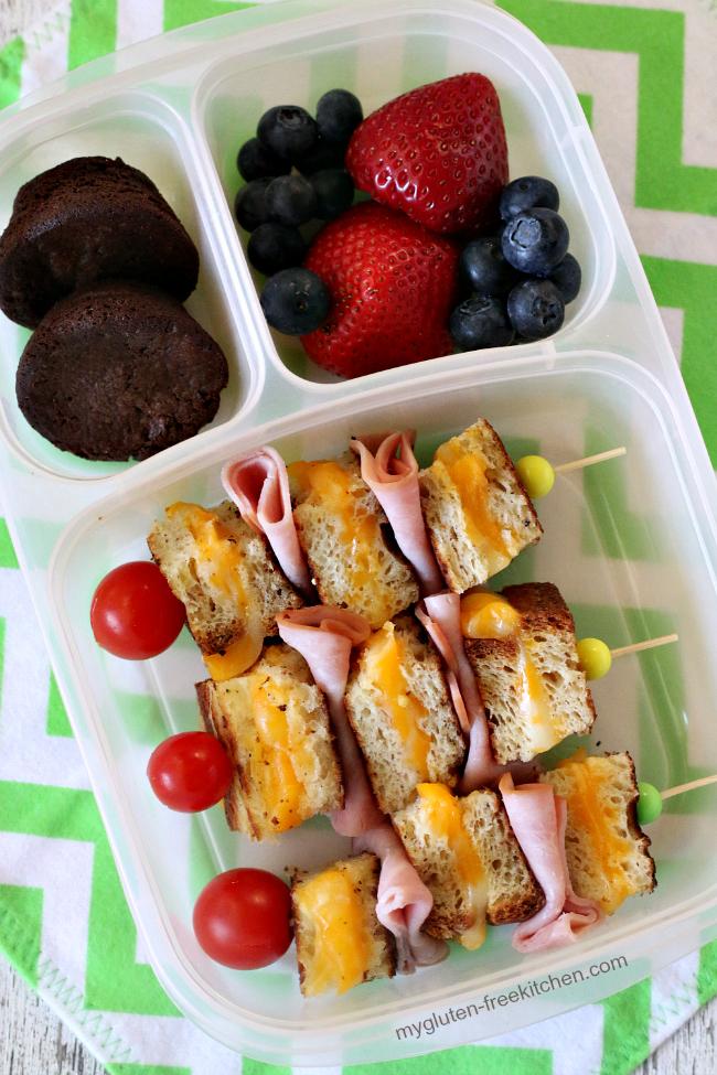 Gluten-free Grilled Cheese and Ham Kabobs