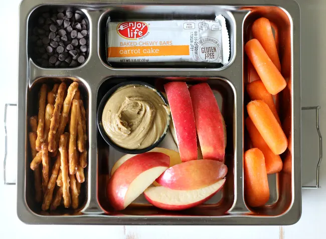 Gluten-free Top 8 Free Lunch Idea Sunseed butter gf pretzels fruit