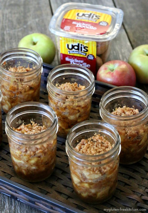 Glutenfree Caramel Apple Crisp in jars