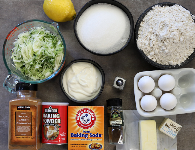 Ingredients for gluten-free zucchini bread