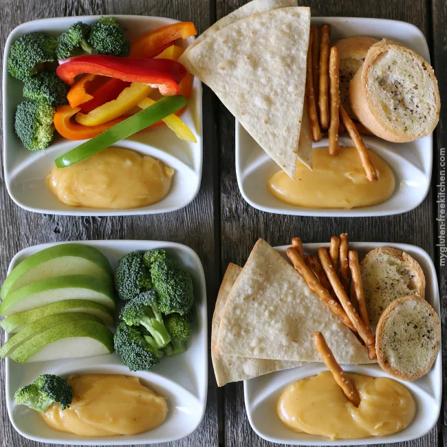 Cheese Fondue with gluten-free dippers