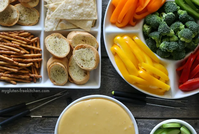 Gluten-free Cheese Fondue with Gluten-free Dippers kid-friendly