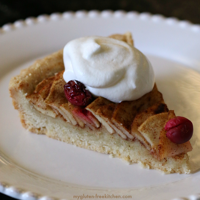 Slice of gluten-free apple pear tart