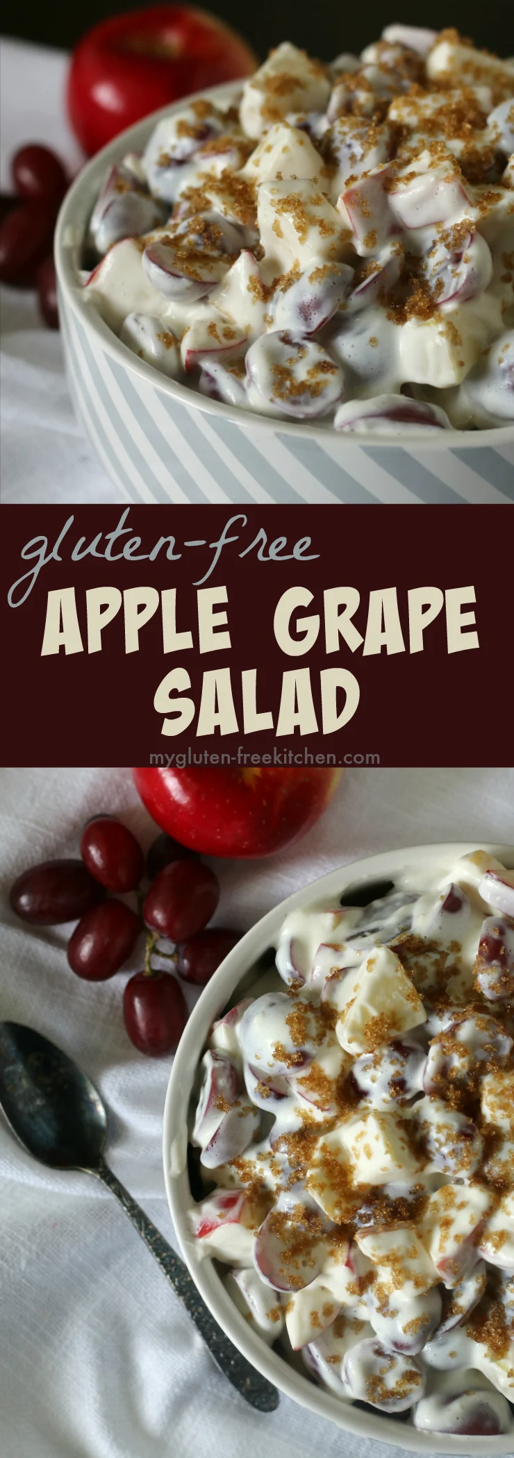Apple Grape Salad naturally gluten-free recipe. Favorite side dish throughout the year!