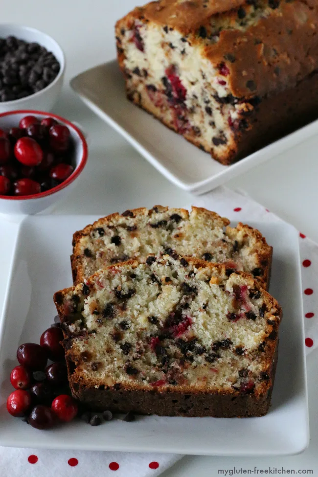 Festive Gluten-free Cranberry Chocolate Quick Bread