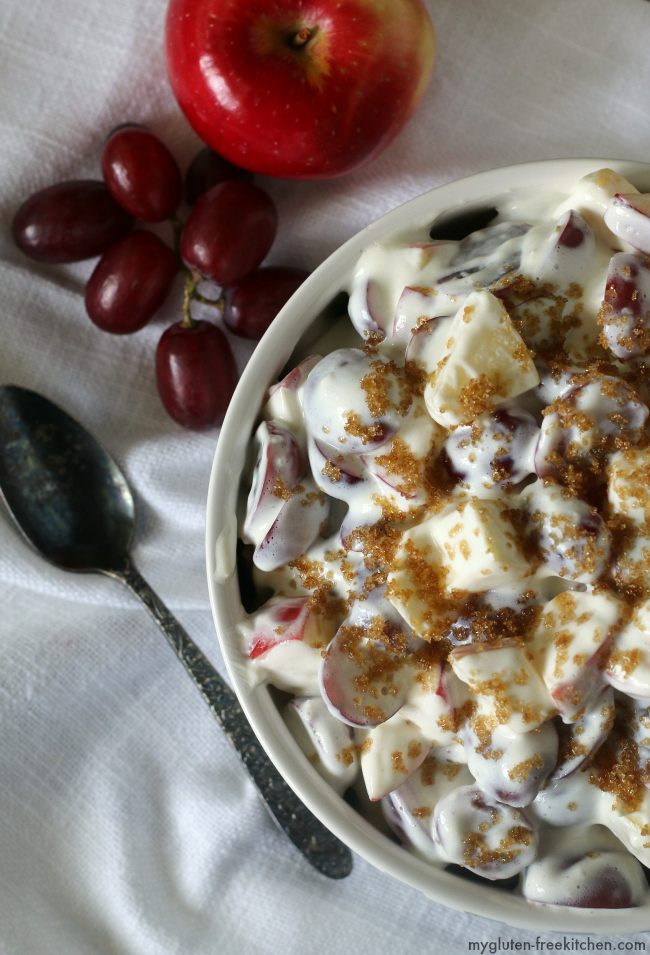 Gluten-free Apple Grape Salad. Recipe for family favorite fruit salad!