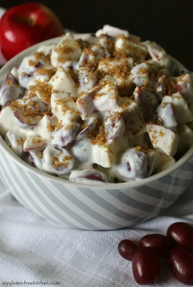 Gluten-free Apple Grape Salad. Recipe for family favorite fruit salad!