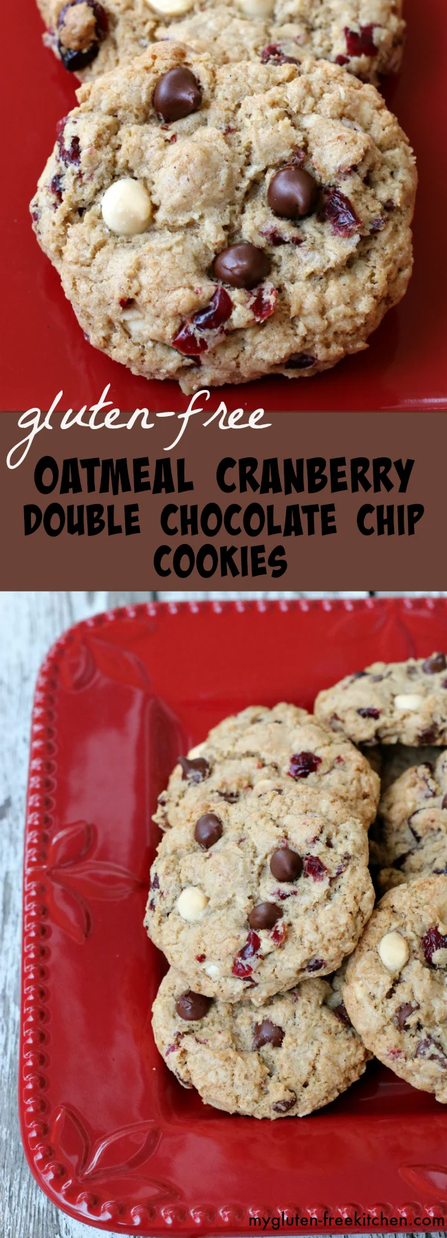 Gluten-free Oatmeal Cranberry Double Chocolate Chip Cookies recipe