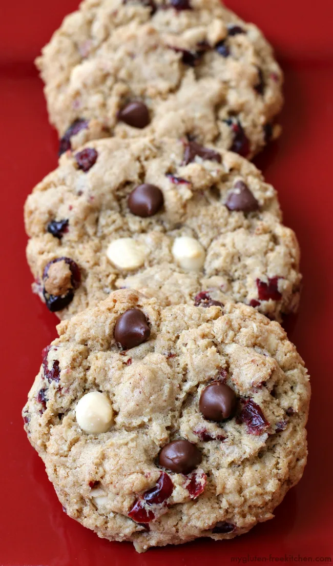 Gluten-free Oatmeal Cranberry Double Chocolate Chip Cookies