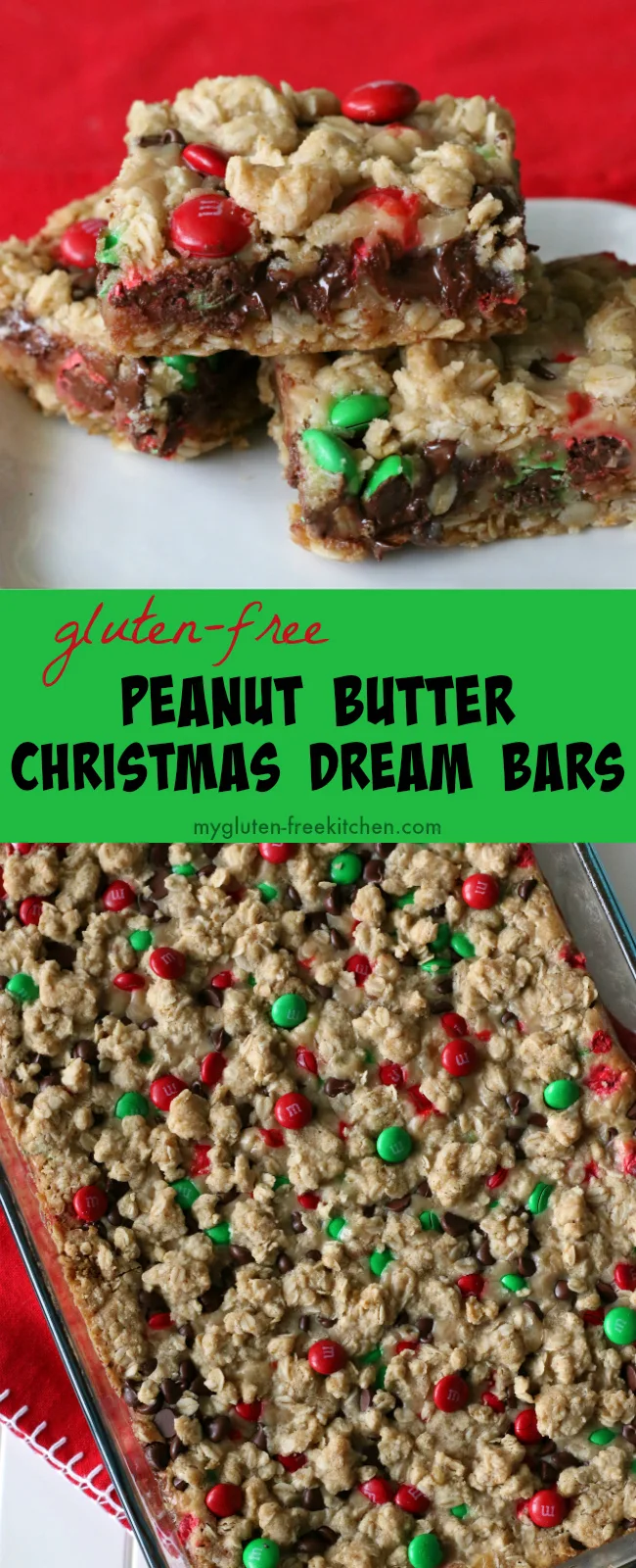 Gluten-free Peanut Butter Christmas Dream Bars recipe, 