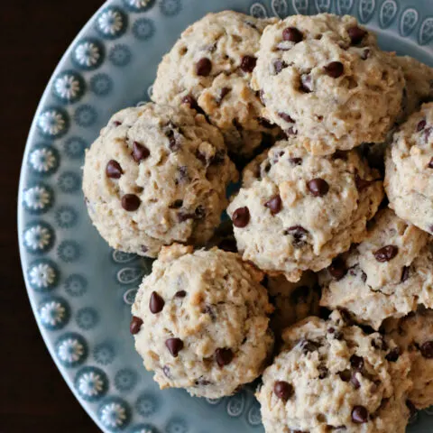 Gluten-free Banana Oatmeal Chocolate Chip Cookies. Recipe includes tips for making these free of top 8 allergens plus more if needed!